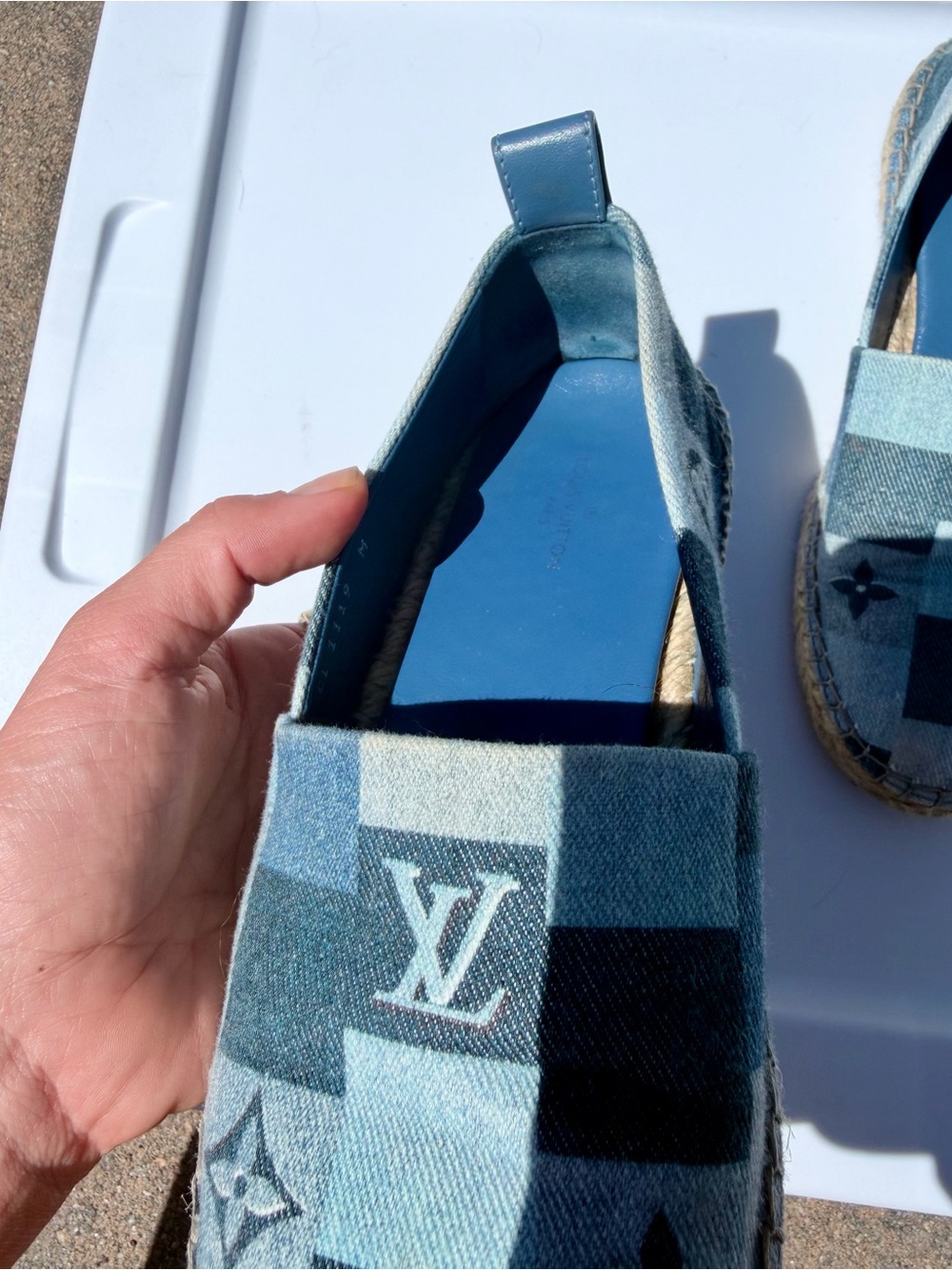 Louis Vuitton Patchwork Denim Espadrilles in Various Blues - Picture 5 of 8